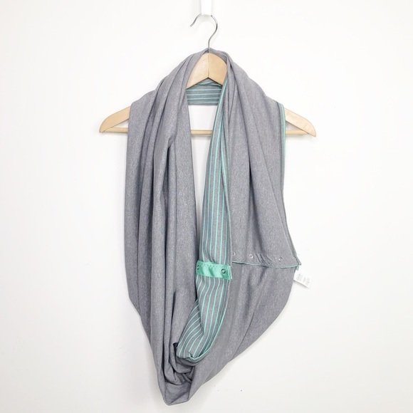 Lululemon Vinyasa Mint moment Gray and teal infinity wrap scarf - Picture 3 of 13